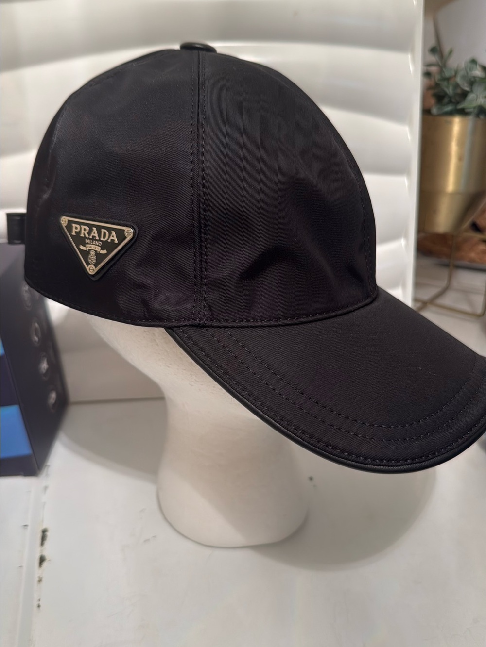 Prada black and brown interior  Nylon Cap with Black Logo Tag